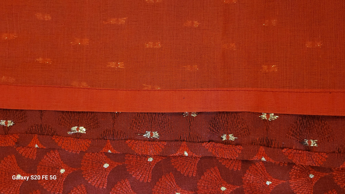 Royal Red Fan Motif Jacquard Kurta