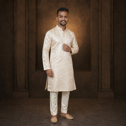Ivory Blossom Jacquard Kurta
