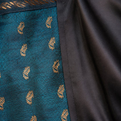Midnight Teal Leaf Embroidered Kurta