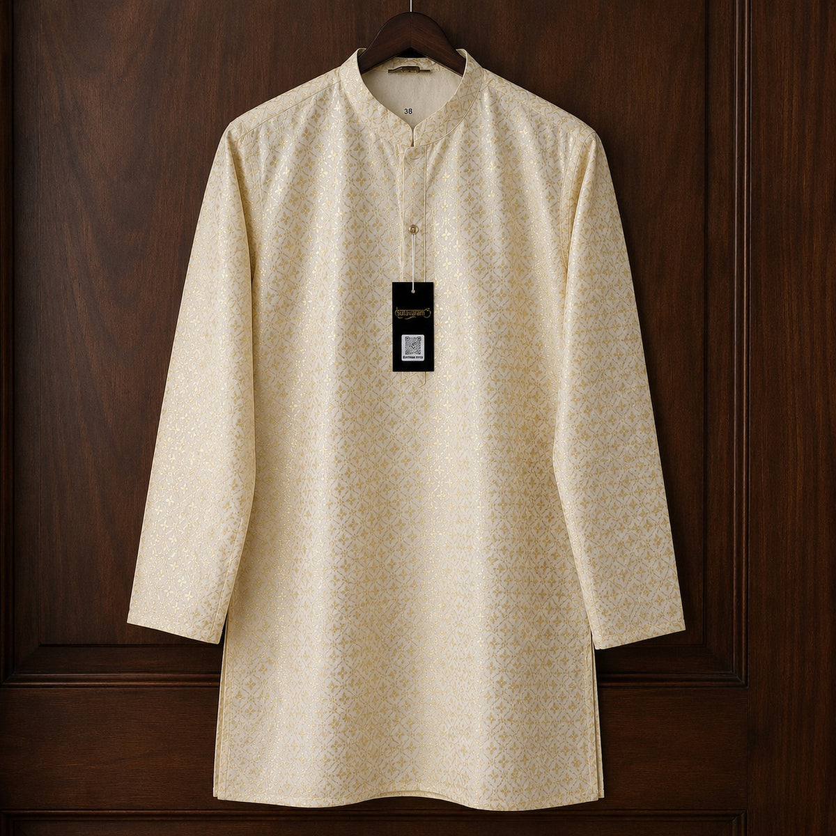 Cream Royal Lattice Jacquard Kurta