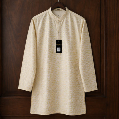 Cream Royal Lattice Jacquard Kurta