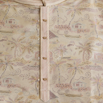 Ivory Coastal Jacquard Kurta with Heritage Motifs