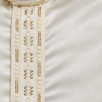 Blush Pink & Ivory Royal Embroidered Men’s Kurta – Premium Festive Wear