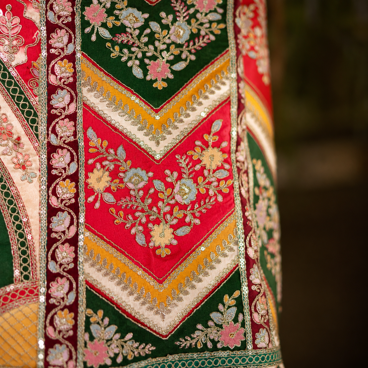 Royal Red & Emerald Heritage Print Men’s Kurta