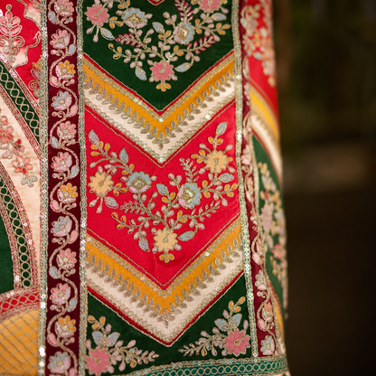 Royal Red & Emerald Heritage Print Men’s Kurta