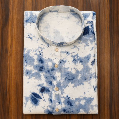 Ivory Blue Abstract Print Kurta