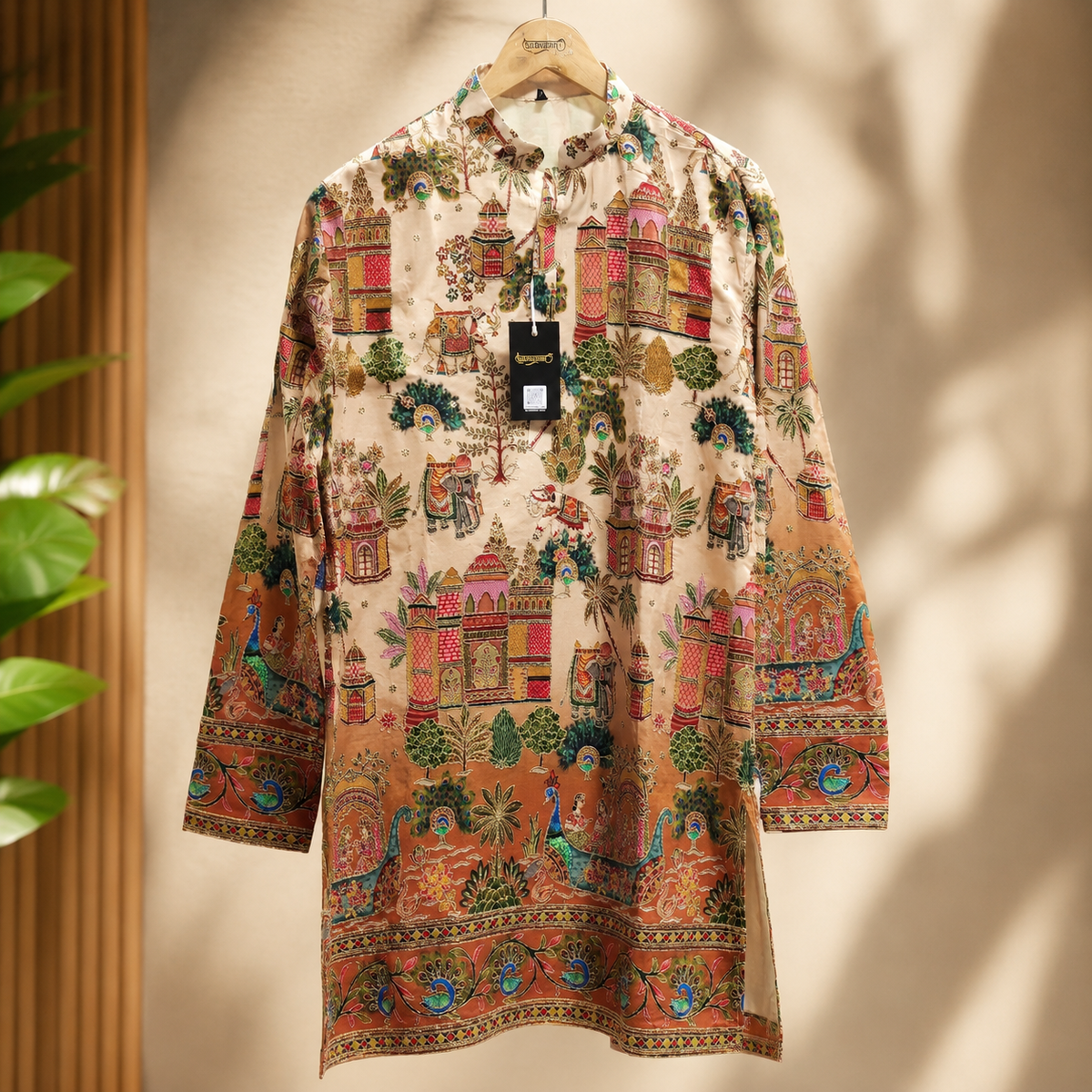 Royal Heritage Beige Printed Men’s Kurta
