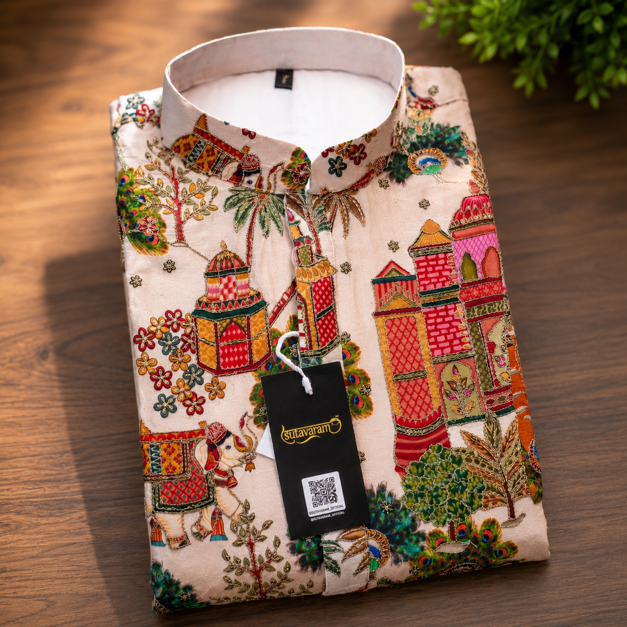 Royal Heritage Beige Printed Men’s Kurta
