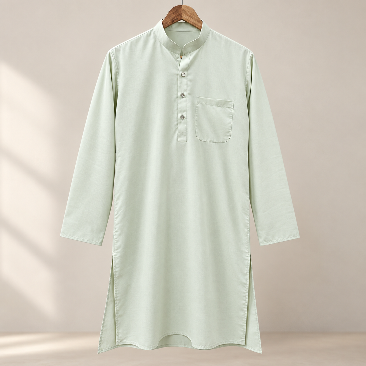 Pastel Mint Green Classic Men’s Kurta – Minimal Elegant Festive & Everyday Wear
