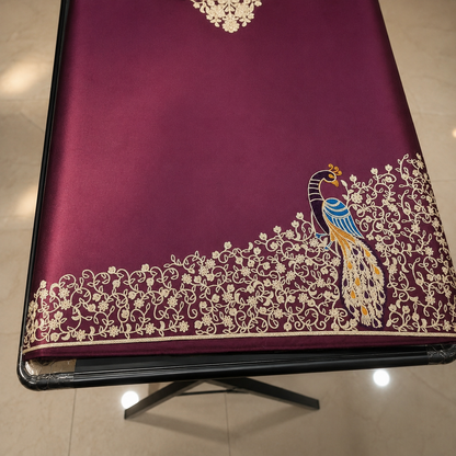 Royal Wine Peacock Embroidered Kurta for Men