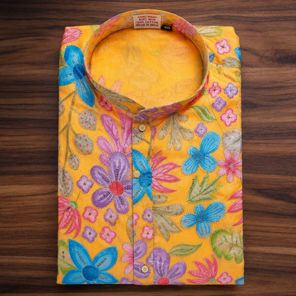 Sage Green Floral Kurta with Sequin Detailing