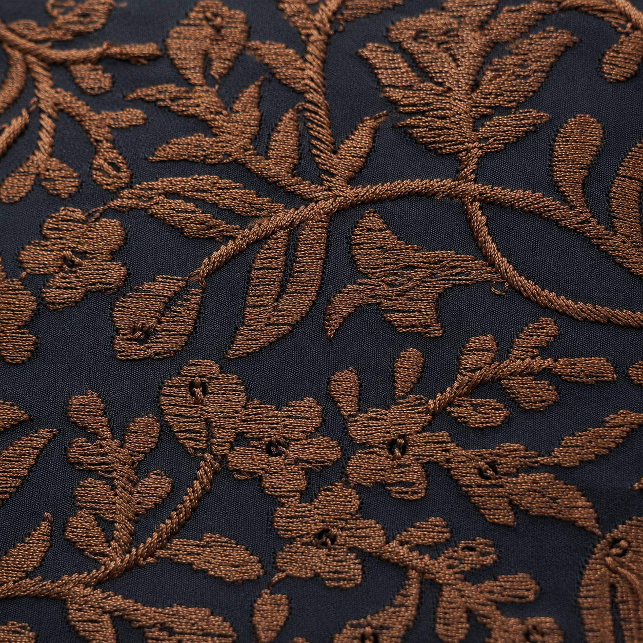 Midnight Black Kurta with Copper Floral Embroidery