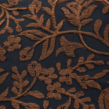 Midnight Black Kurta with Copper Floral Embroidery