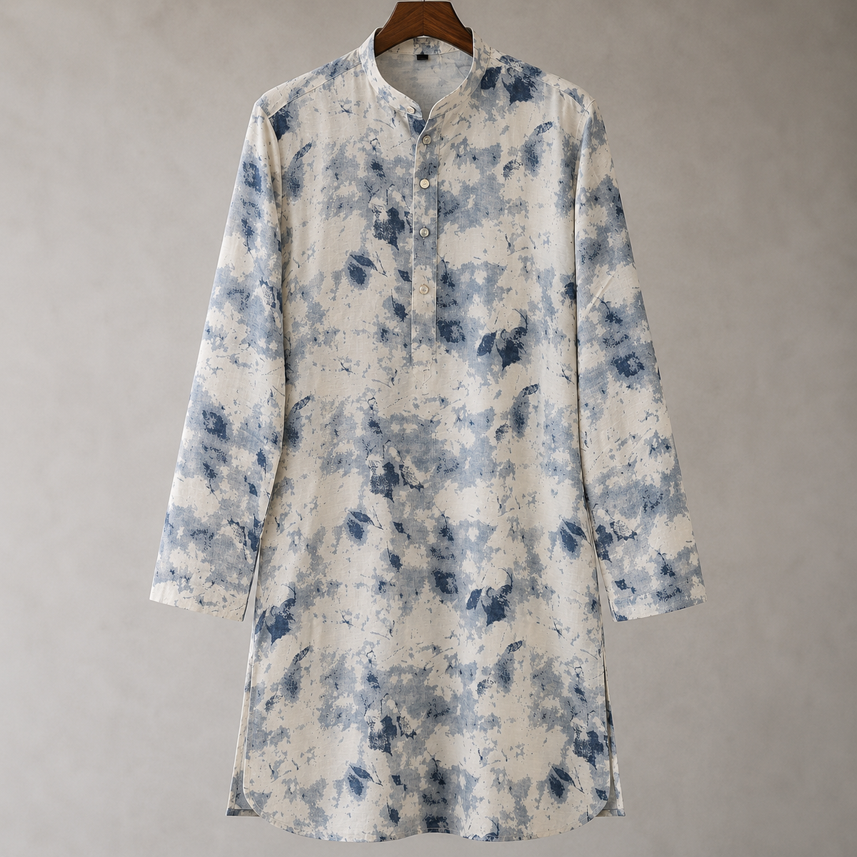 Ivory Blue Abstract Print Kurta