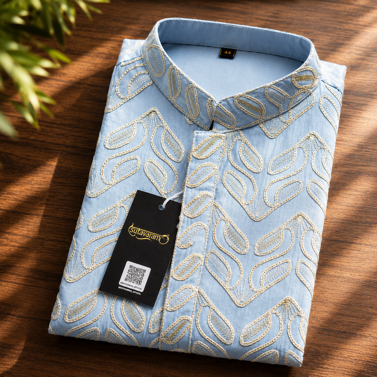 Sky Blue Embroidered Kurta – Contemporary Festive Elegance