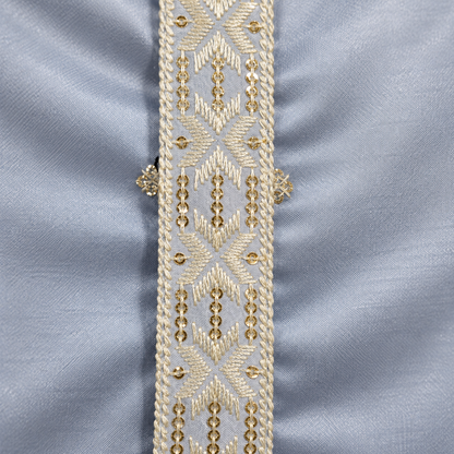 Midnight Navy & Powder Blue Embroidered Men’s Kurta – Premium Festive Wear