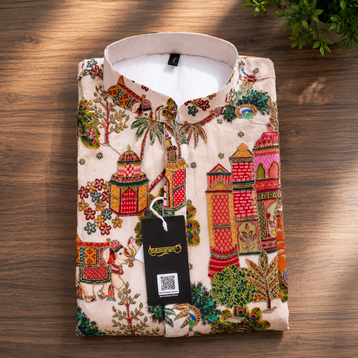 Royal Heritage Beige Printed Men’s Kurta