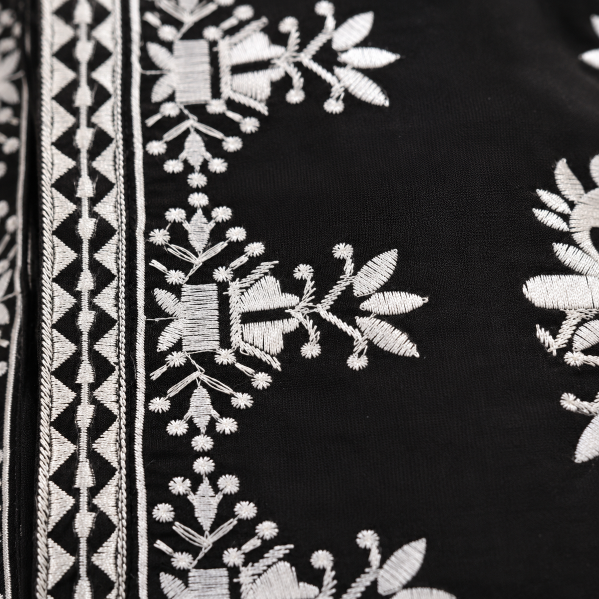 Black &amp; White Embroidered Men’s Kurta