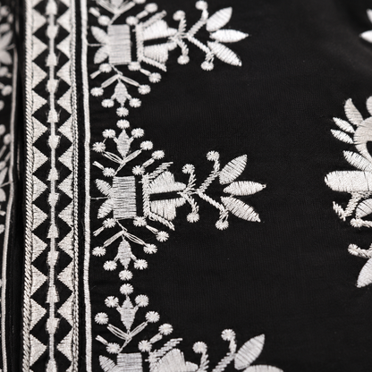 Black &amp; White Embroidered Men’s Kurta