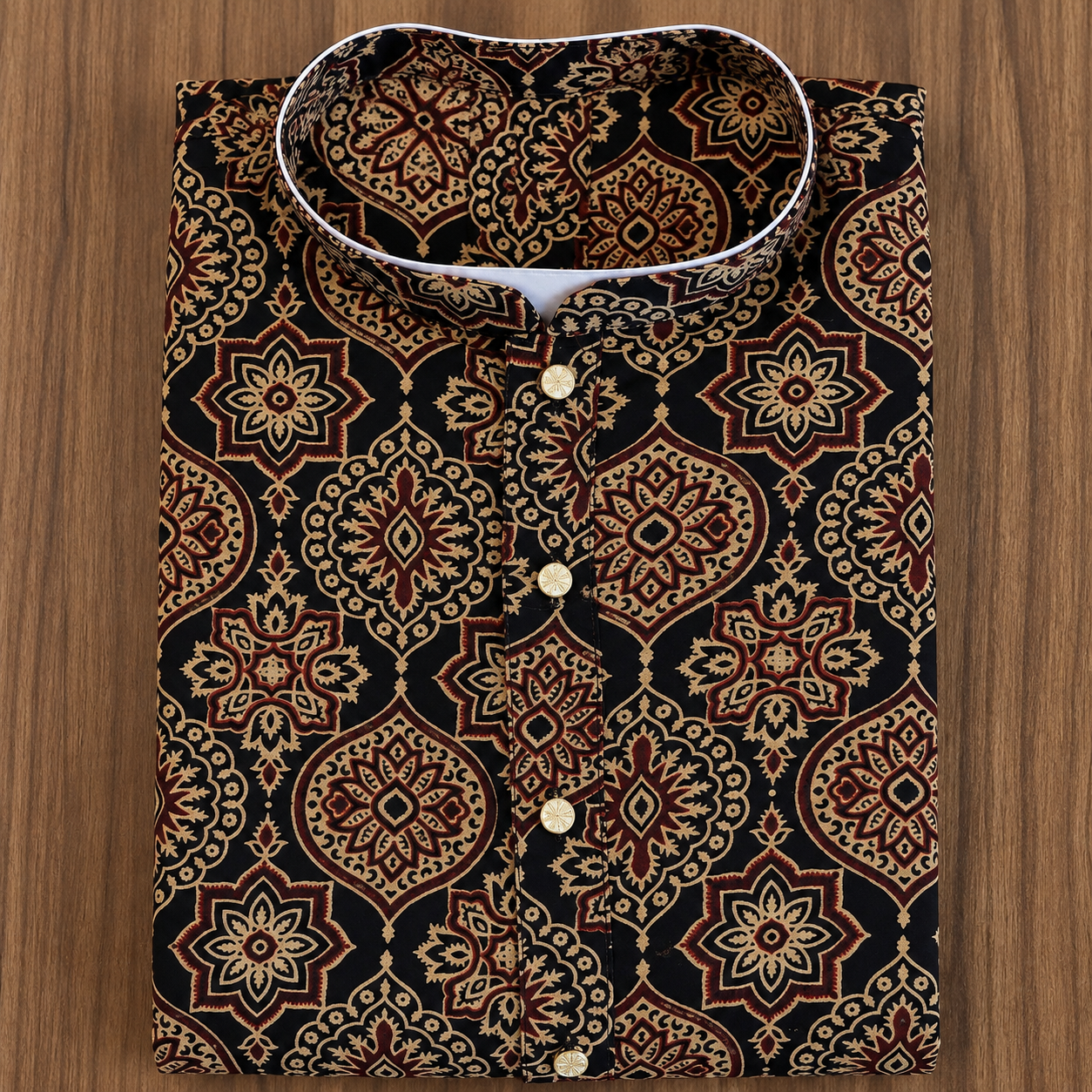 Midnight Black Heritage Motif Kurta