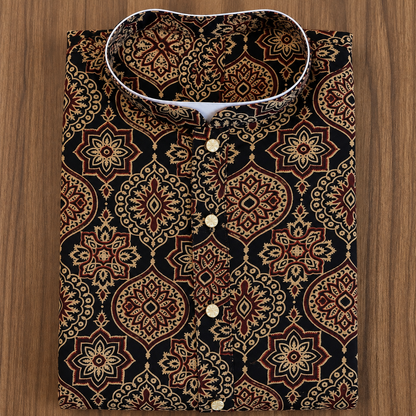 Midnight Black Heritage Motif Kurta