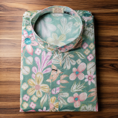Sage Green Floral Kurta with Sequin Detailing