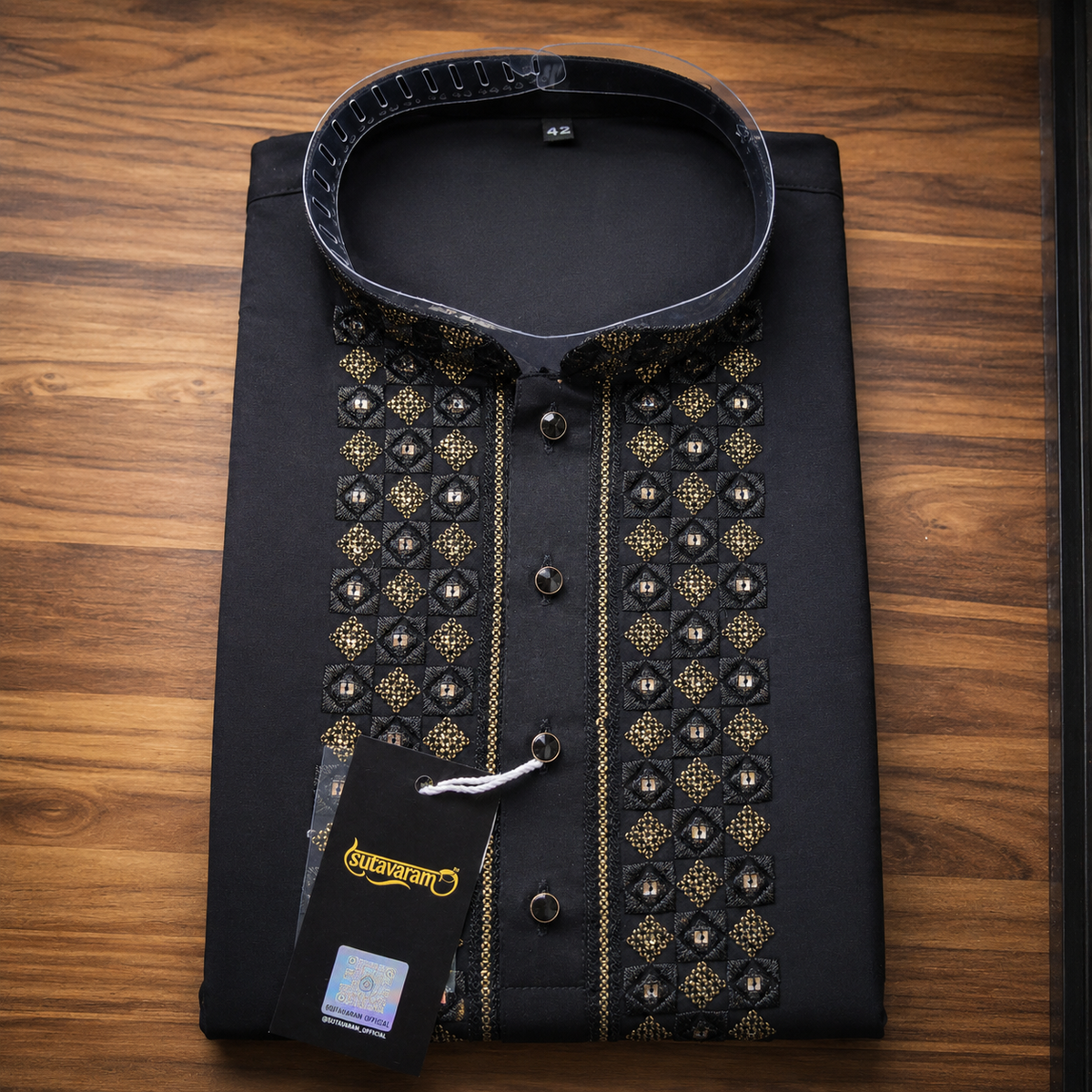 Midnight Royale Black Kurta with Intricate Metallic Embellishment