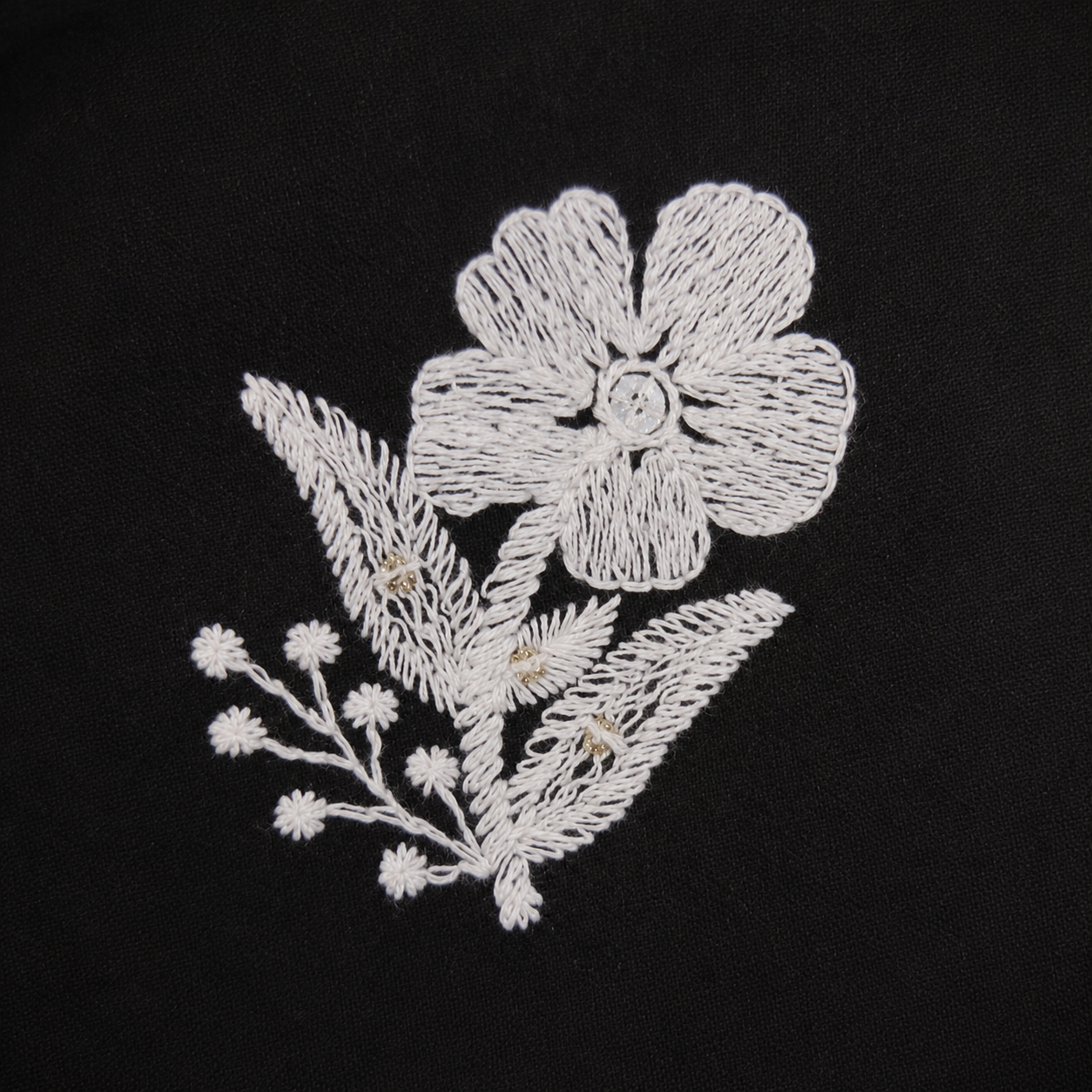Midnight Black Ivory Floral Embroidered Kurta