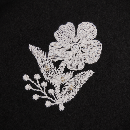 Midnight Black Ivory Floral Embroidered Kurta