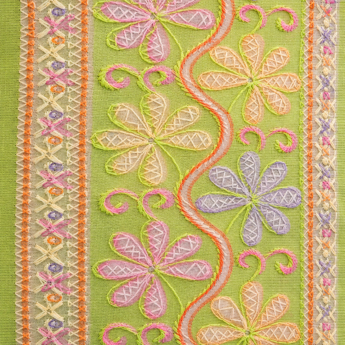 Mehendi Green Multicolor Floral Embroidered Kurta