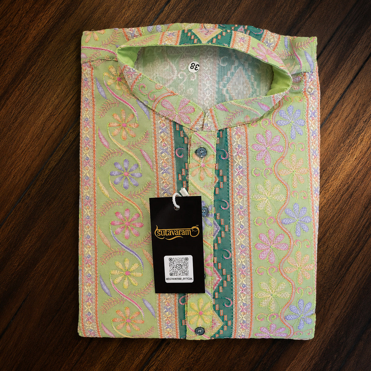 Mehendi Green Multicolor Floral Embroidered Kurta