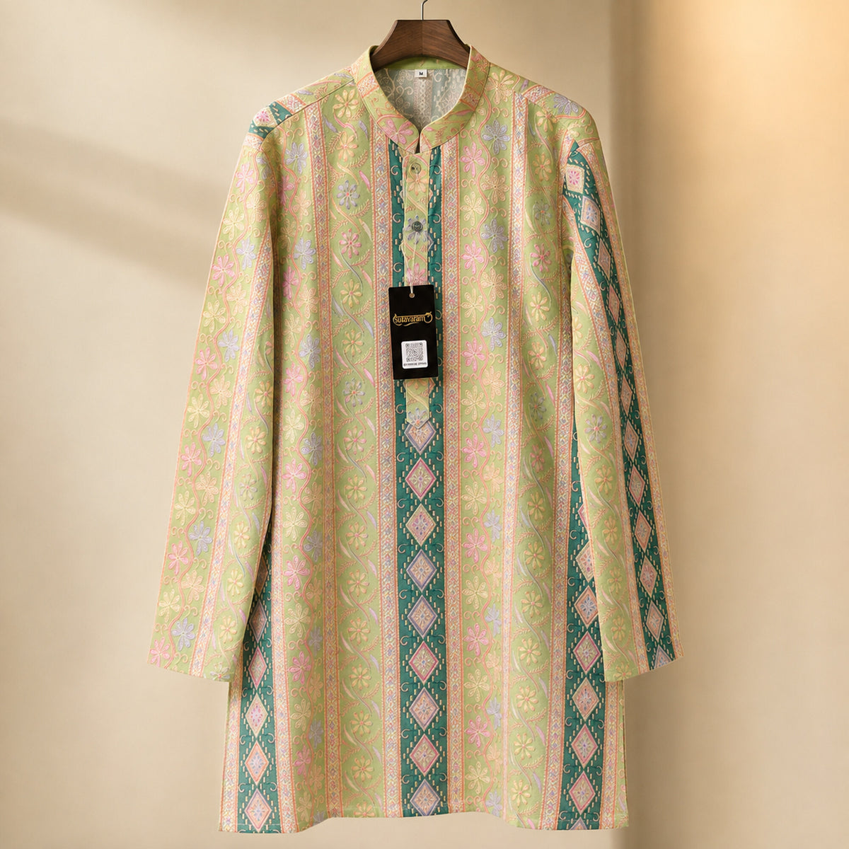 Mehendi Green Multicolor Floral Embroidered Kurta